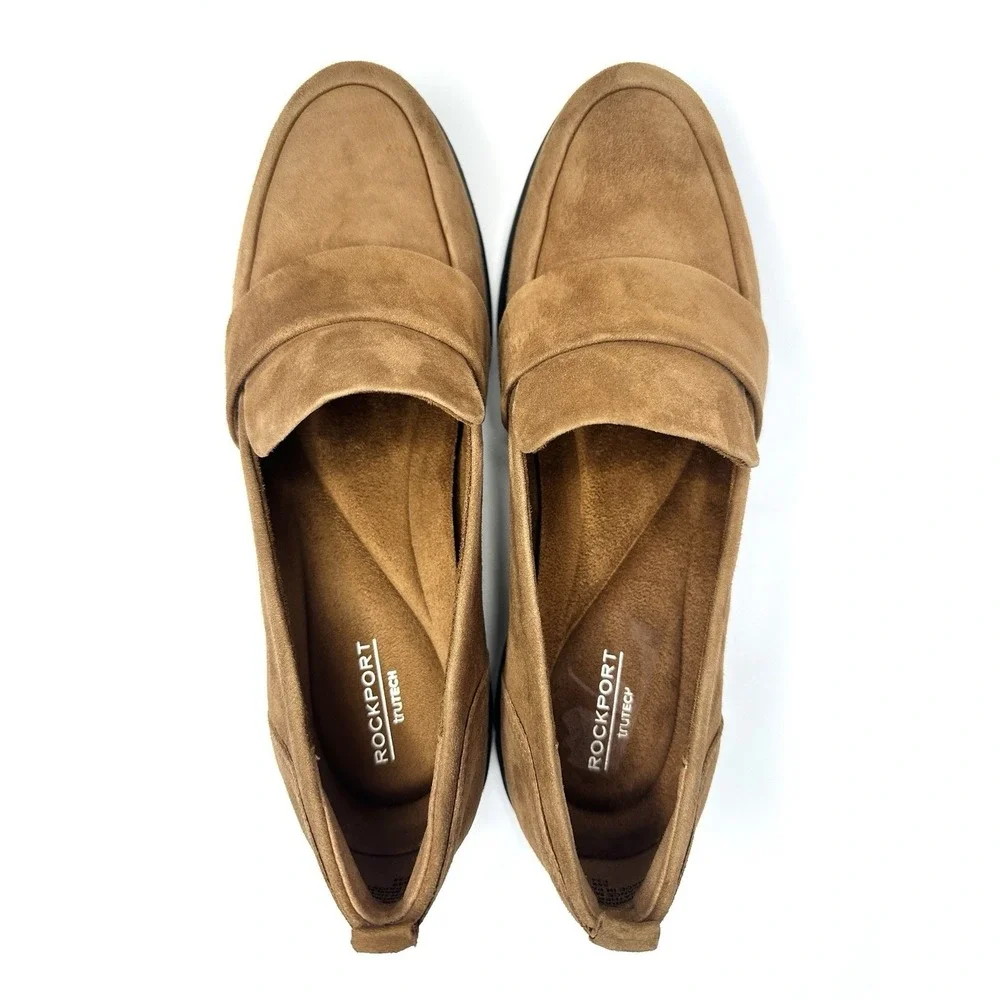Rockport truTECH Women's Loafers Size 8.5 M Tan Brown Suede Slip On Comfort Shoe